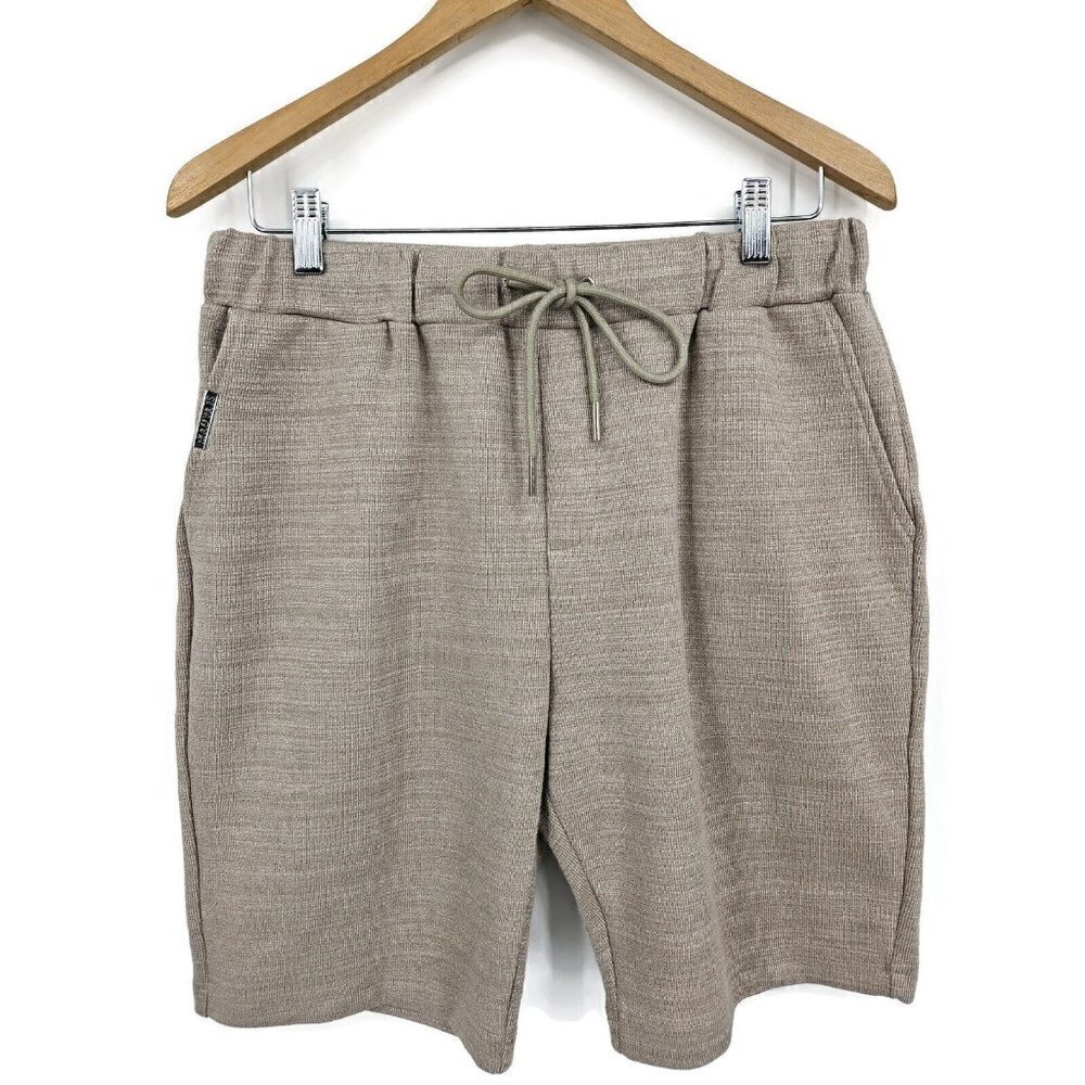New Mauvais Taupe Premium Textured Shorts Mens 34 Beige Slim Fit Pockets